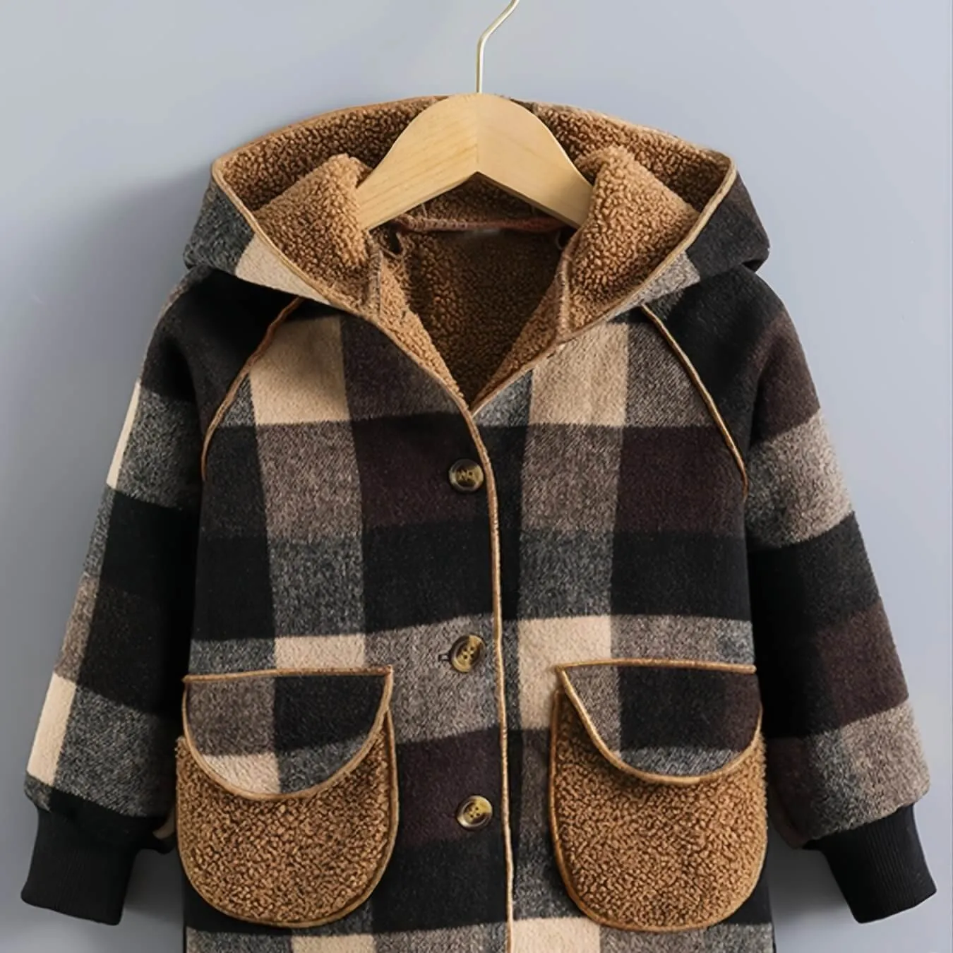 Adventure Ready: KIDS Plaid Hooded Jacket – Plush Lined & Weather-Resistant