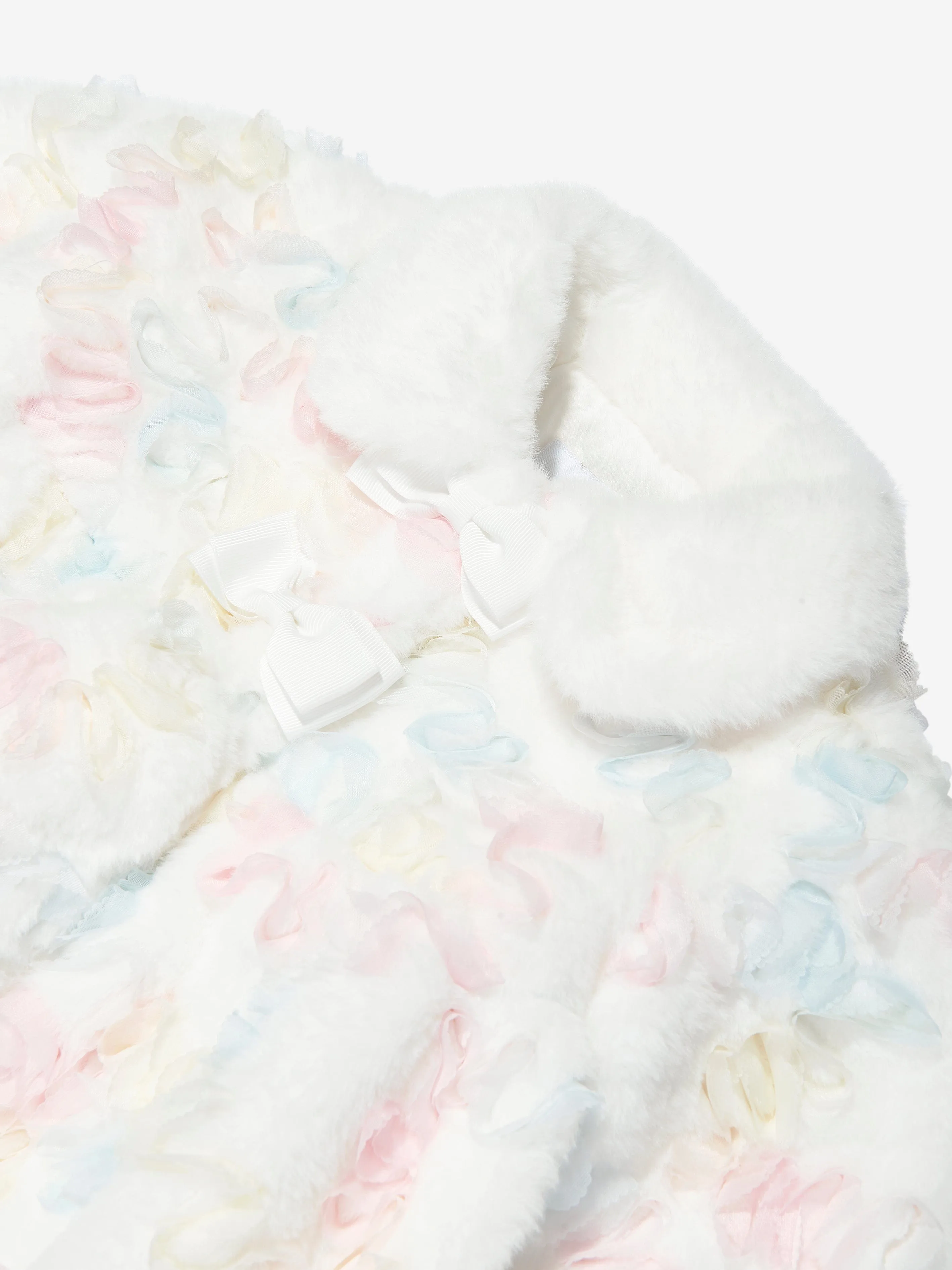 Angels Face Baby Girls Harmony Pastel Fur Coat in White