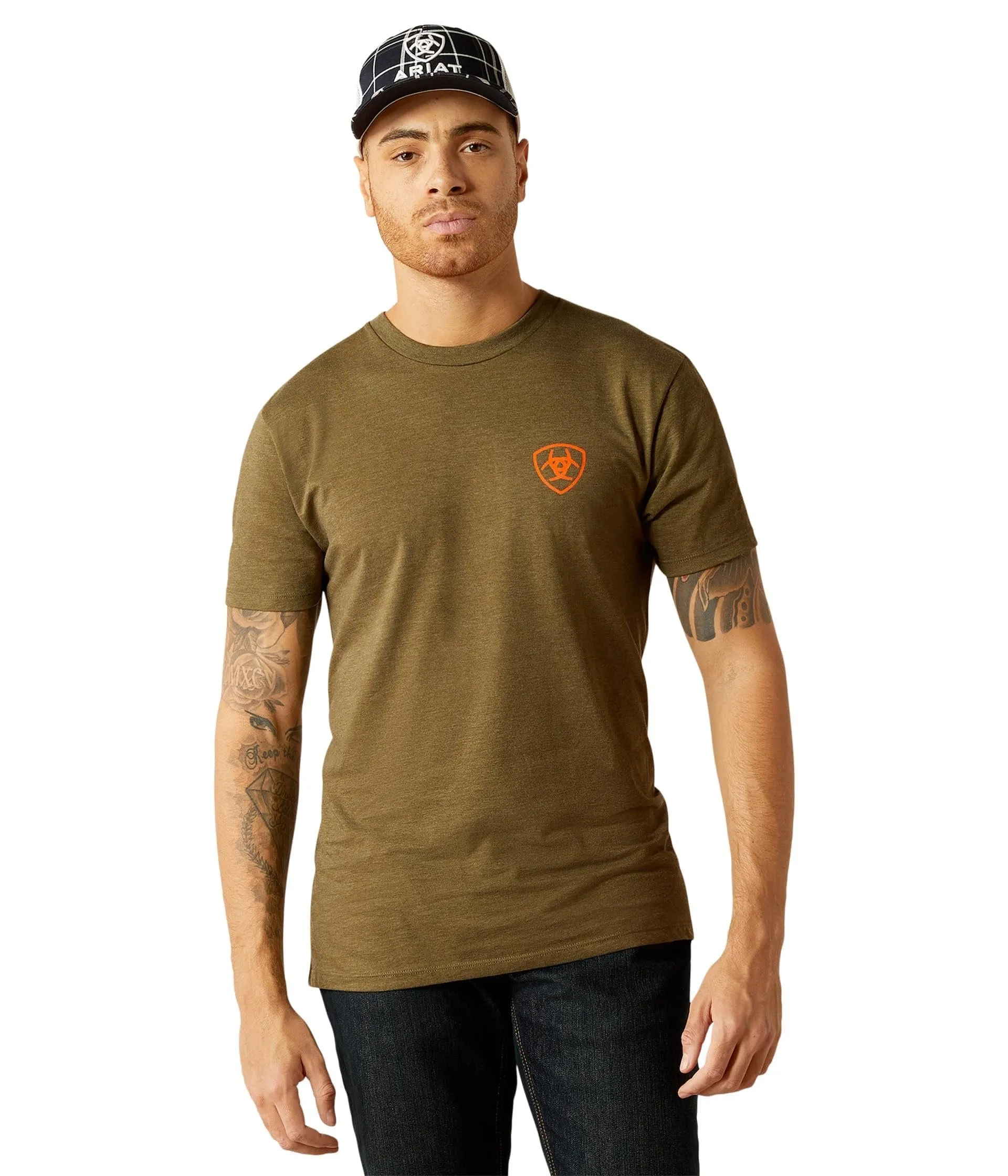 Ariat Men's Grain Flag T-Shirt, Military Heather