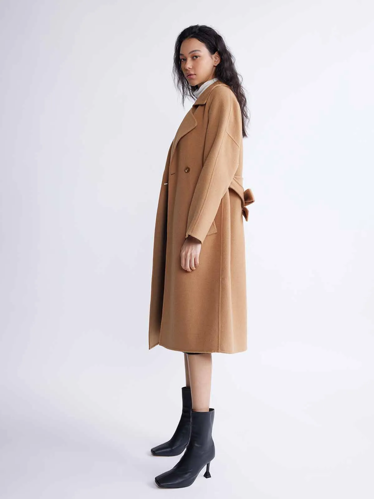 ASOBIO Minimalist Long Double-Faced Wool Coat