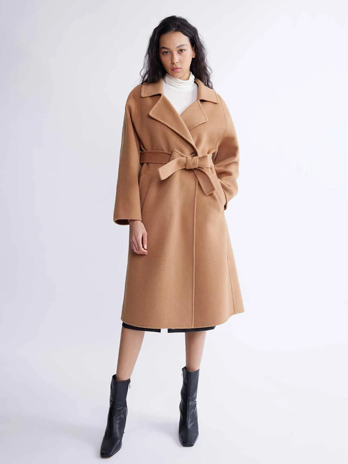 ASOBIO Minimalist Long Double-Faced Wool Coat