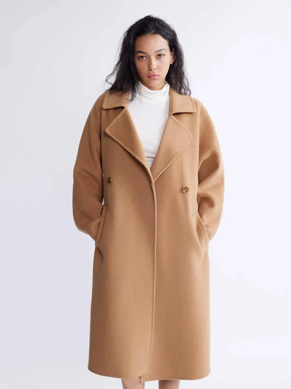 ASOBIO Minimalist Long Double-Faced Wool Coat