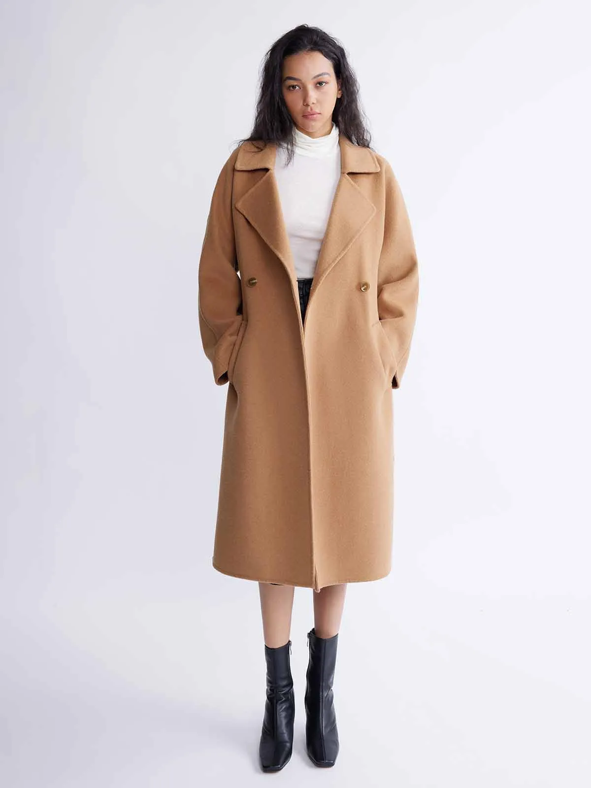 ASOBIO Minimalist Long Double-Faced Wool Coat