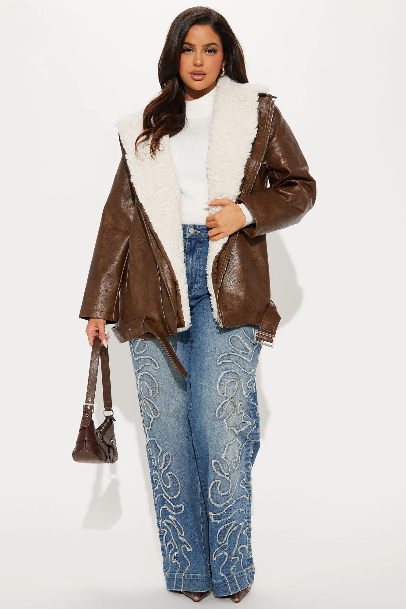 Bet On It Oversized Washed Moto Jacket - Brown