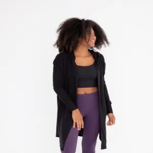 Black Open Front Cardigan