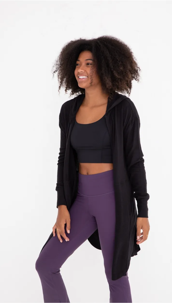 Black Open Front Cardigan