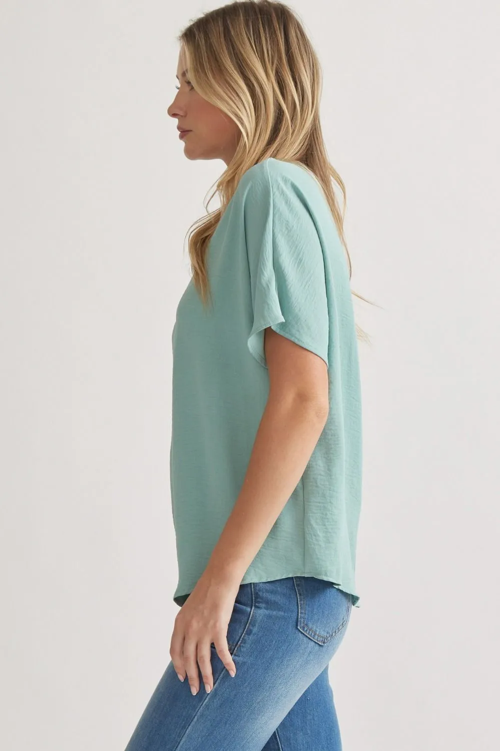 Blissful Basics V-Neck Top - Aloe *Regular & Curvy*