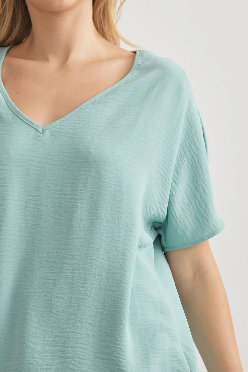 Blissful Basics V-Neck Top - Aloe *Regular & Curvy*