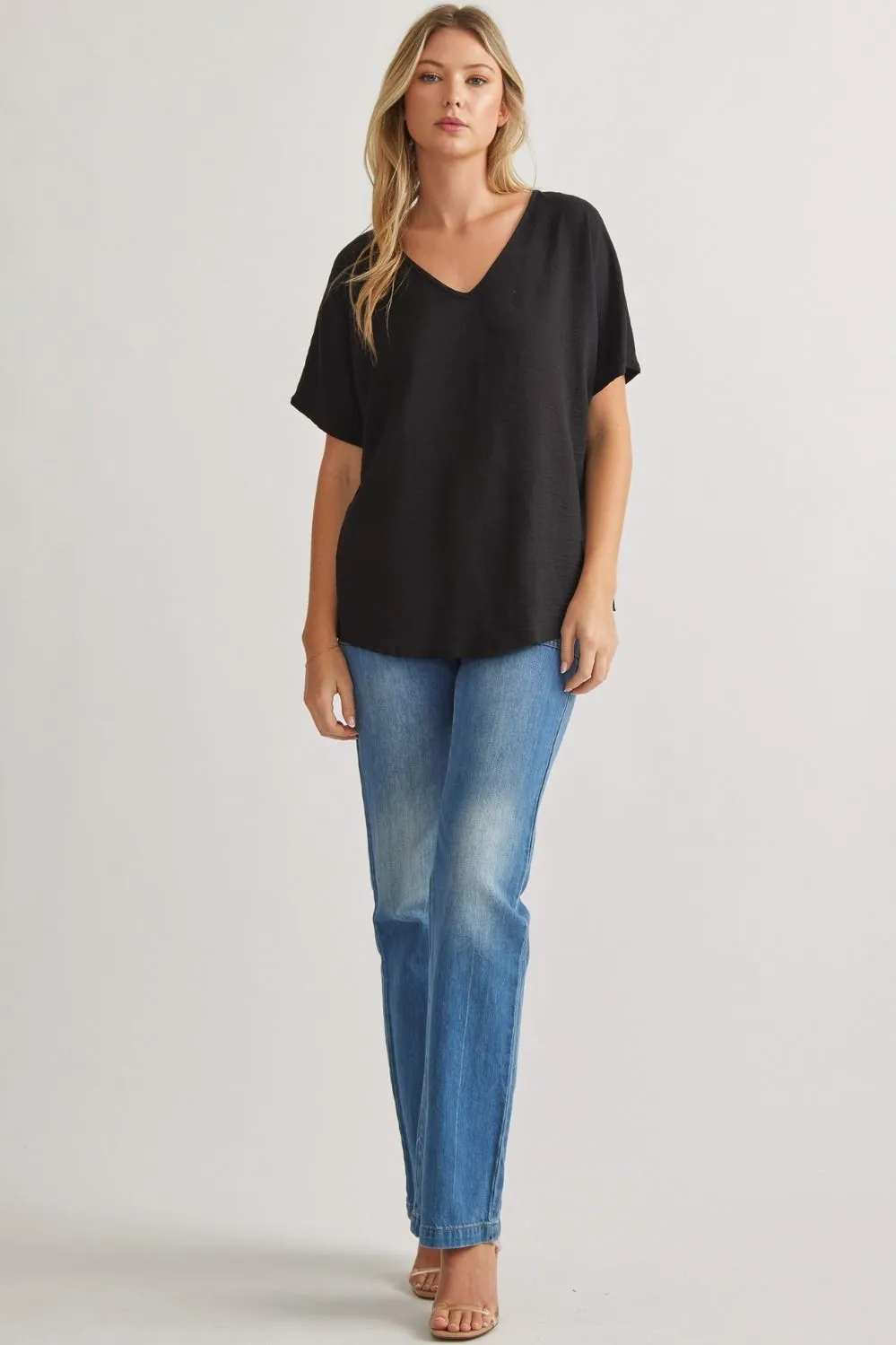 Blissful Basics V-Neck Top - Black *Regular & Curvy*