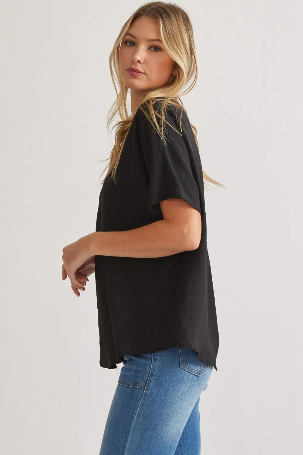 Blissful Basics V-Neck Top - Black *Regular & Curvy*