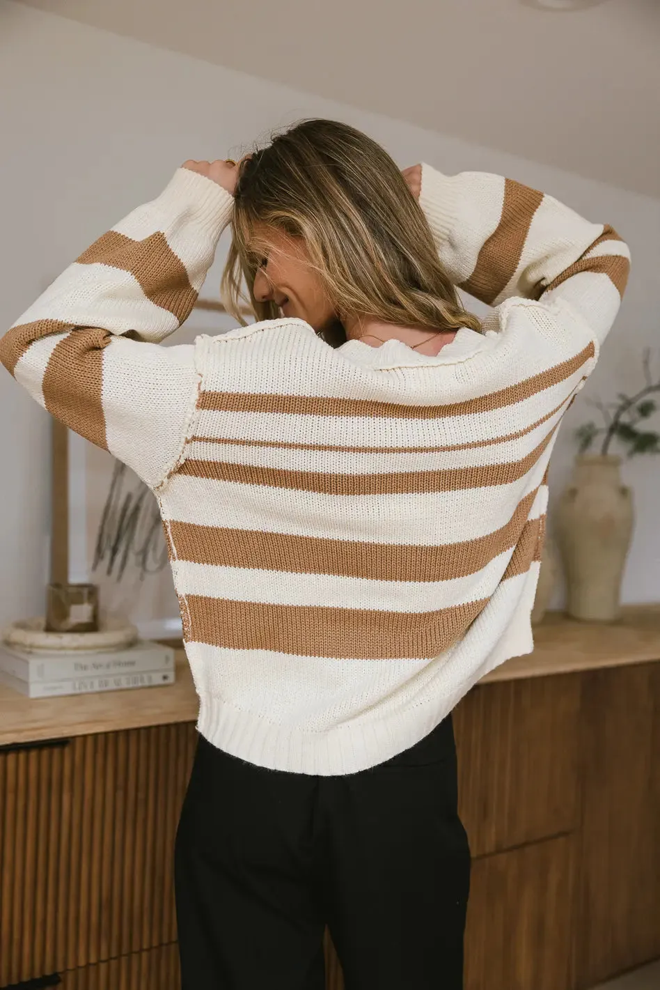 Brett Striped Sweater in Camel - FINAL SALE