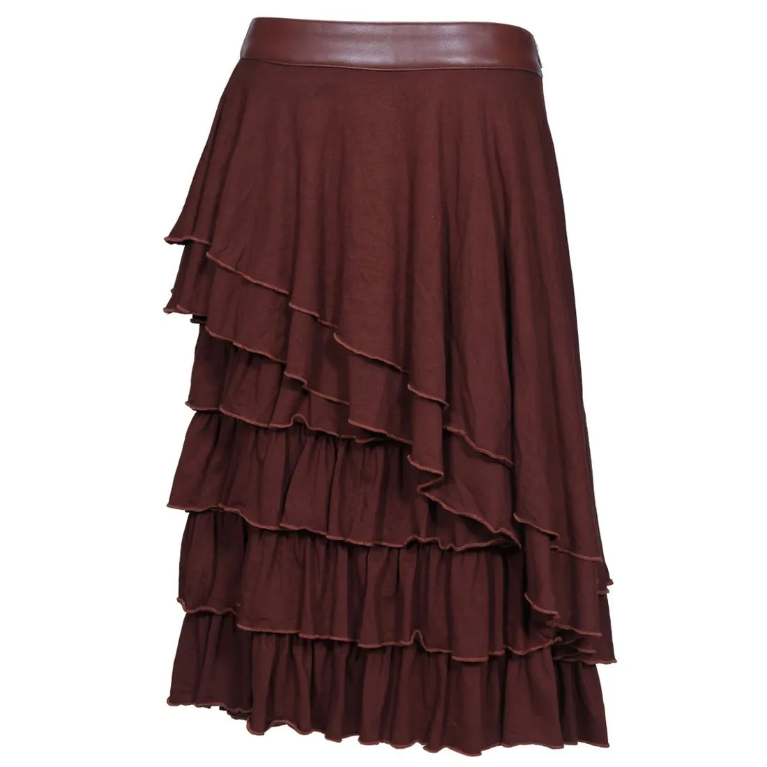 Bushman Cotton Knitted Frilled Mid Steampunk Skirt