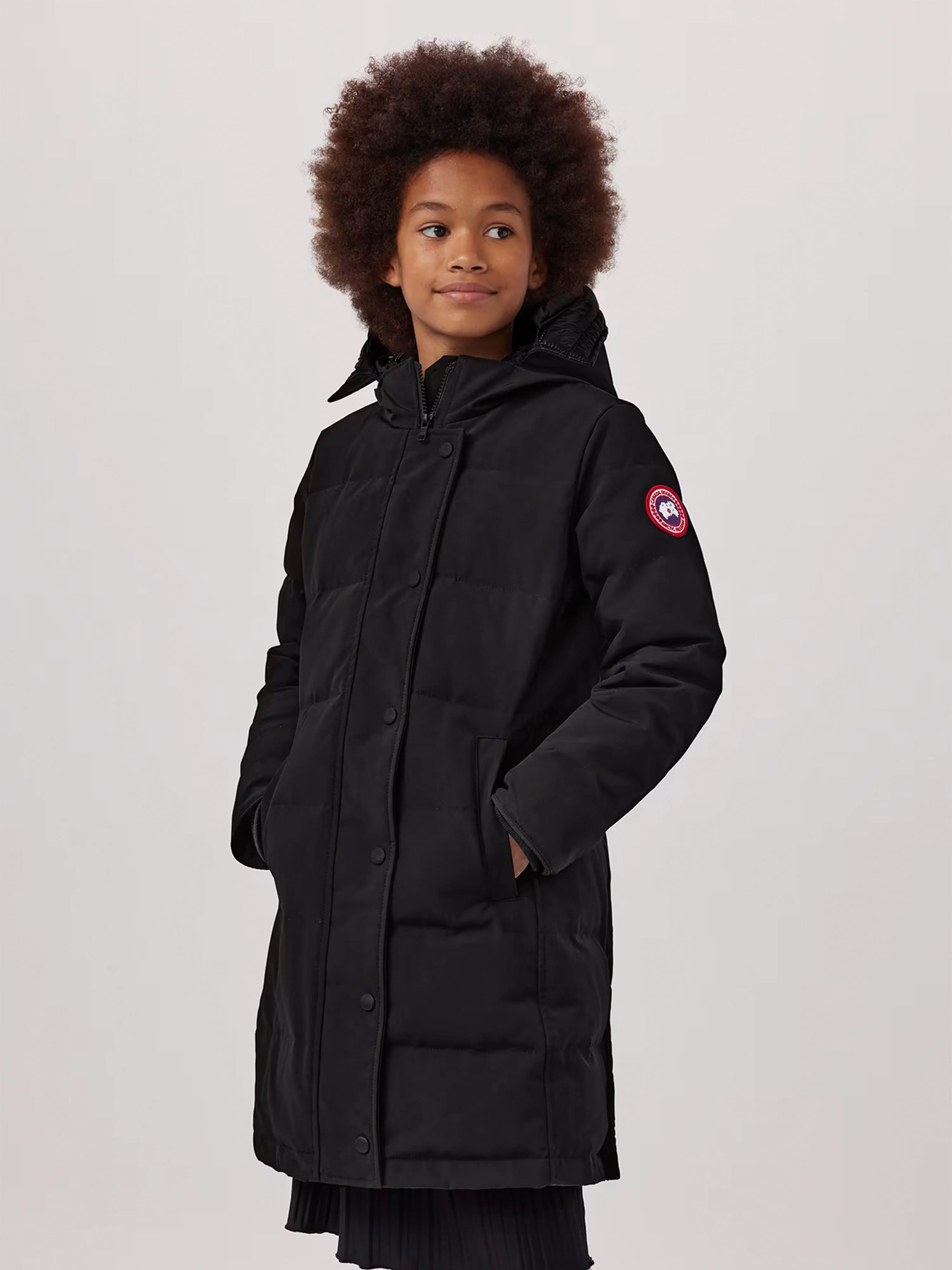 Canada Goose Girls Down Padded Juniper Parka Coat in Black