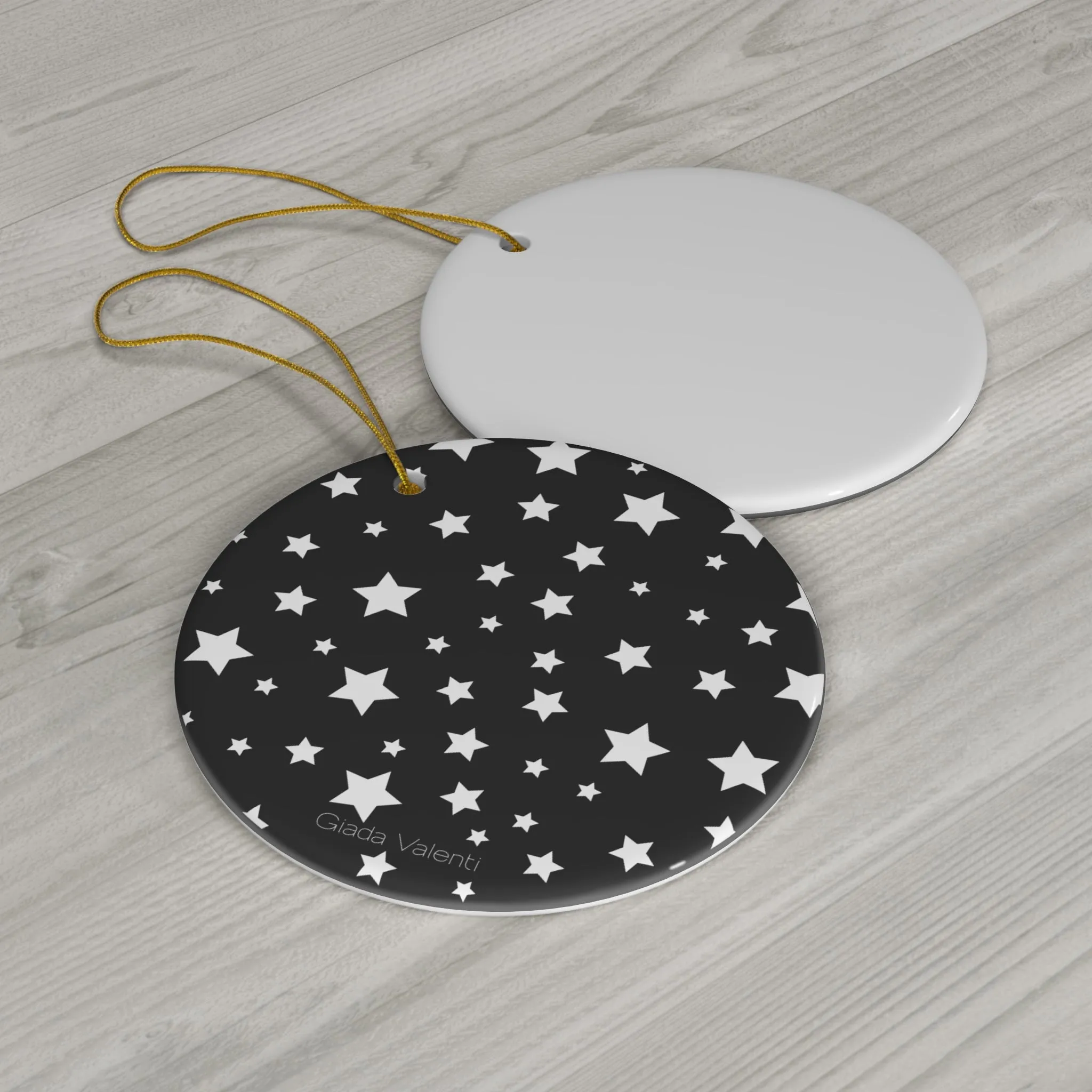 Ceramic Ornament with Italian Design print | Black with White Stars | Giada Valenti Collection