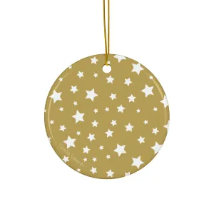 Ceramic Ornament with Italian Design print | Gold with White Stars | Giada Valenti Collection