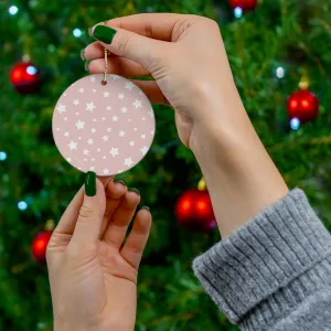 Ceramic Ornament with Italian Design print | Pink with White Stars | Giada Valenti Collection