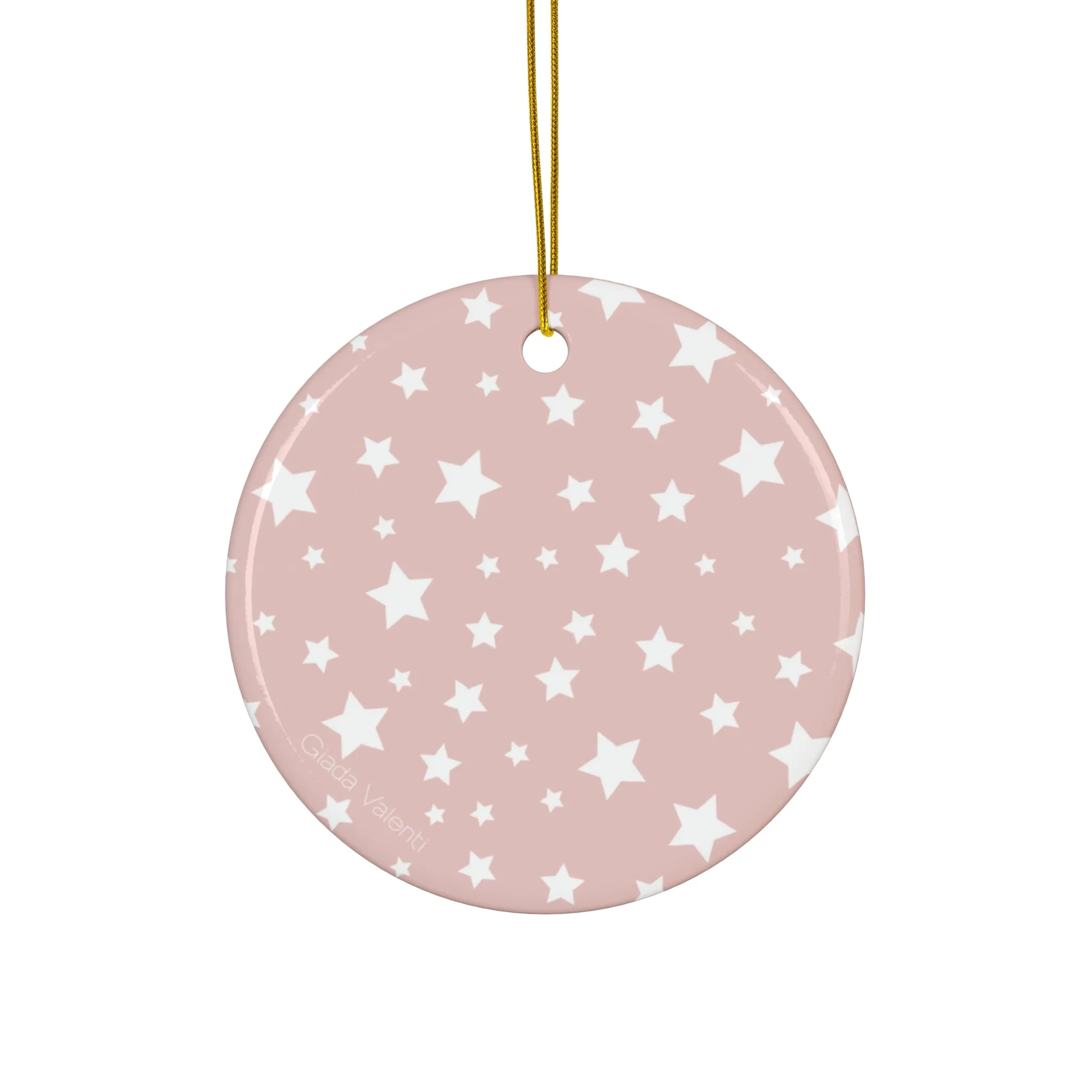 Ceramic Ornament with Italian Design print | Pink with White Stars | Giada Valenti Collection