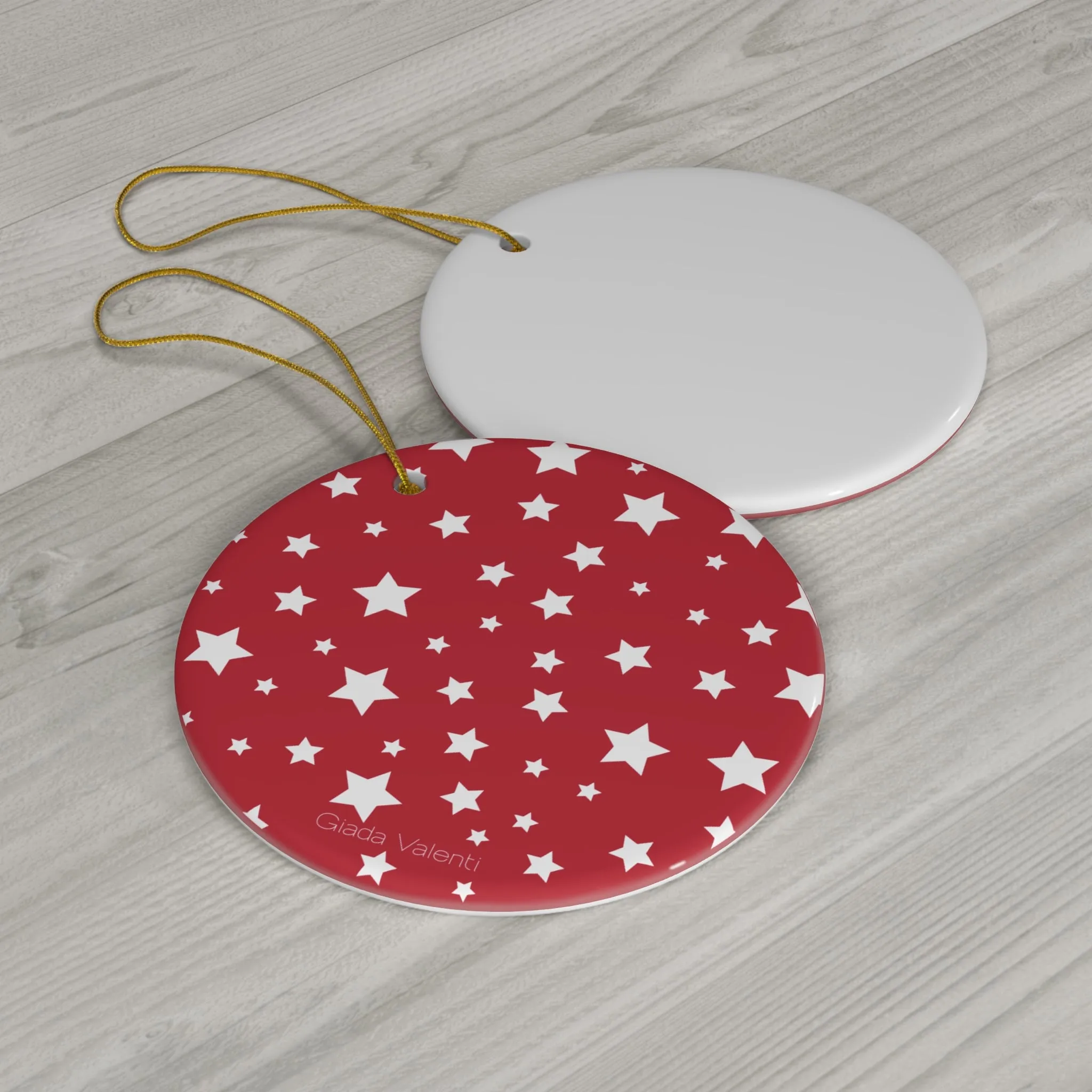 Ceramic Ornament with Italian Design print | Red with White Stars | Giada Valenti Collection