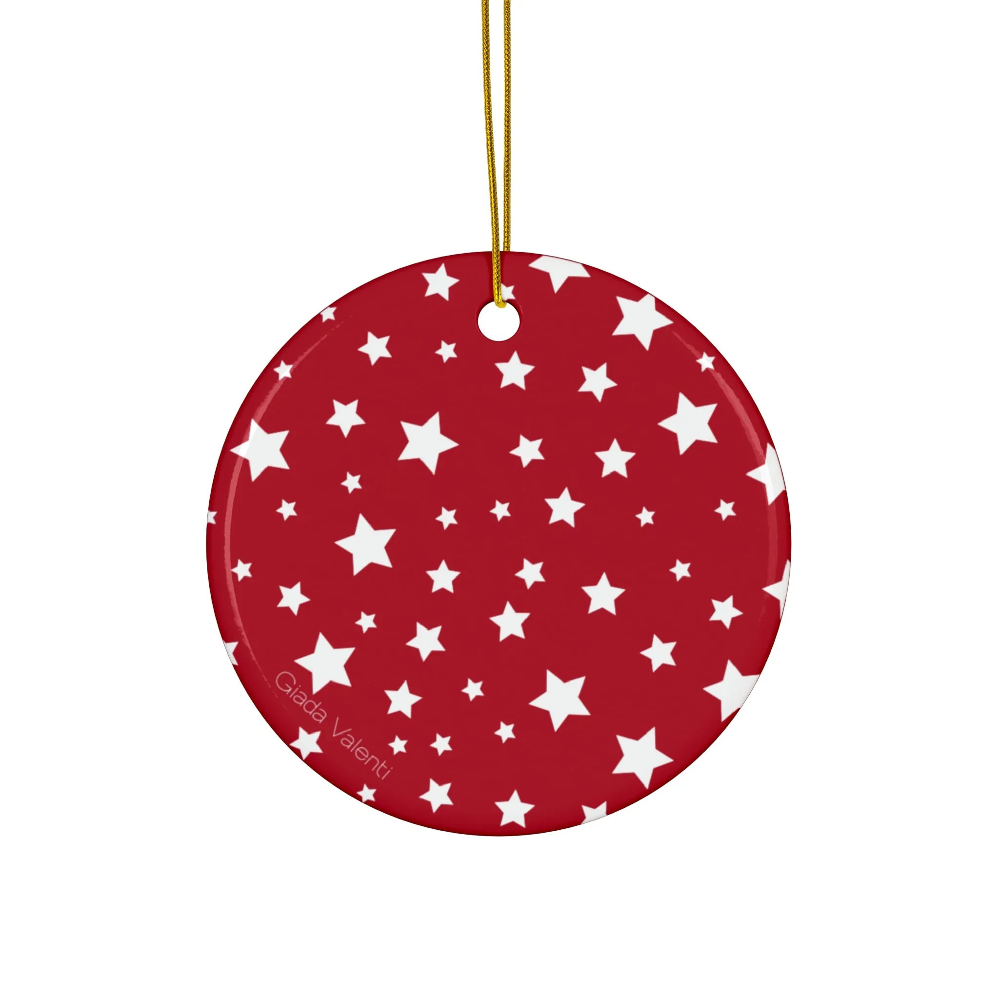 Ceramic Ornament with Italian Design print | Red with White Stars | Giada Valenti Collection