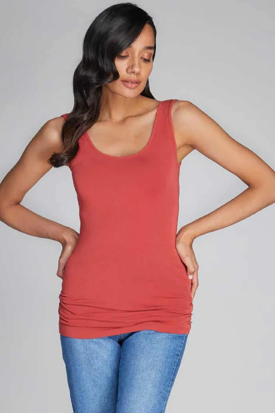 C'est Moi Bamboo Scoop Neck Tank (Brick)