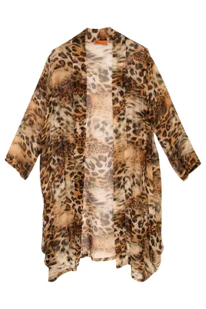 Cheetah Side Drape Long Duster 7261