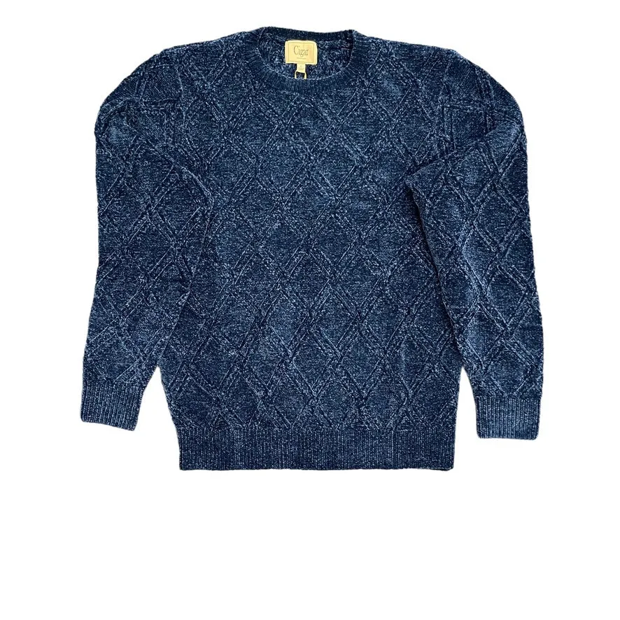 CIGAR COUTURE: Chenille Crew Neck Sweater CH-201