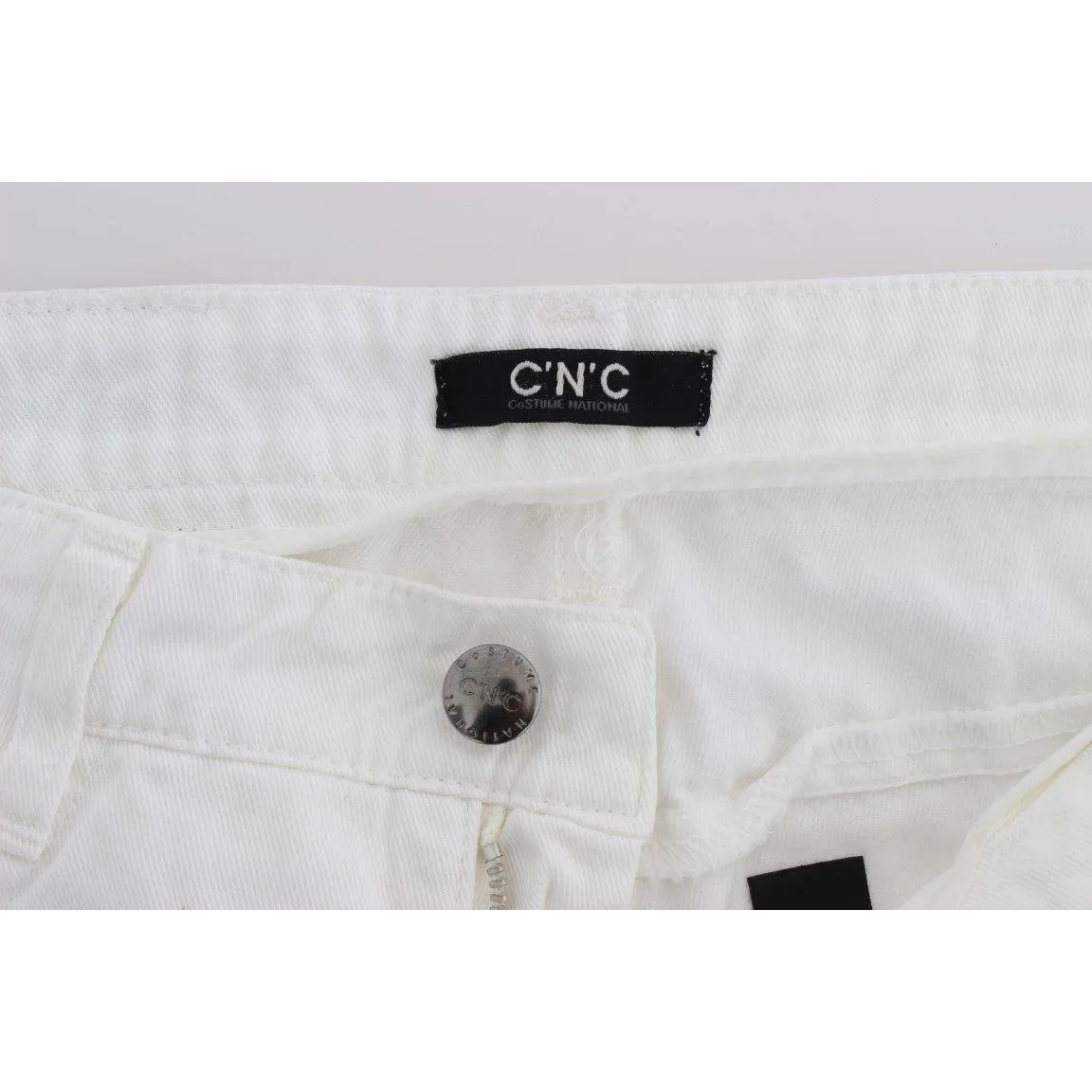 Costume National Chic Slim Fit White Cotton Jeans