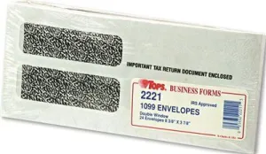 Double Window Tax Form Envelope For 1099 Interest Forms8-3/8X3-7/824/Pack