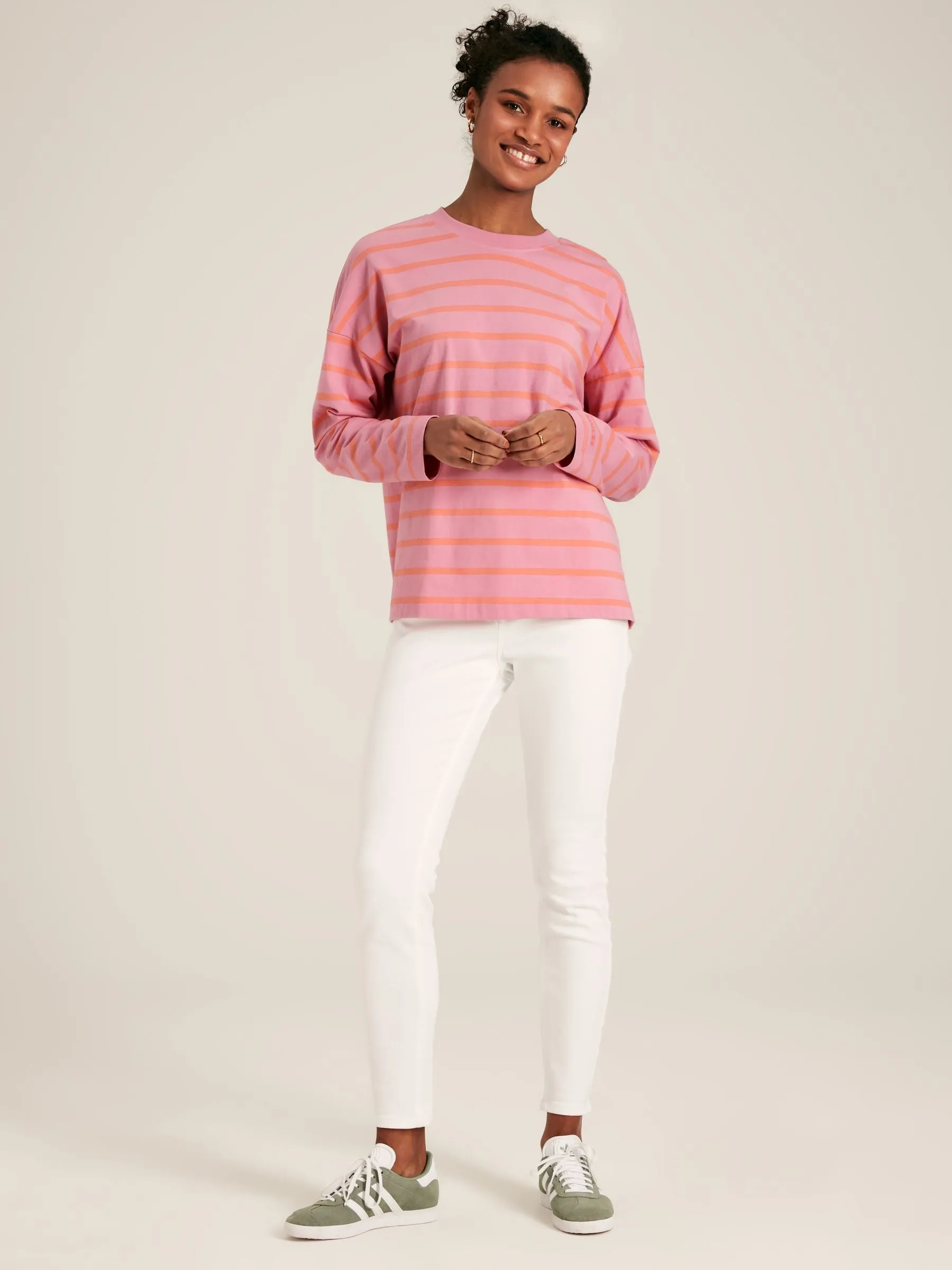 Ellie Pink Long Sleeve Dropped Shoulder Top