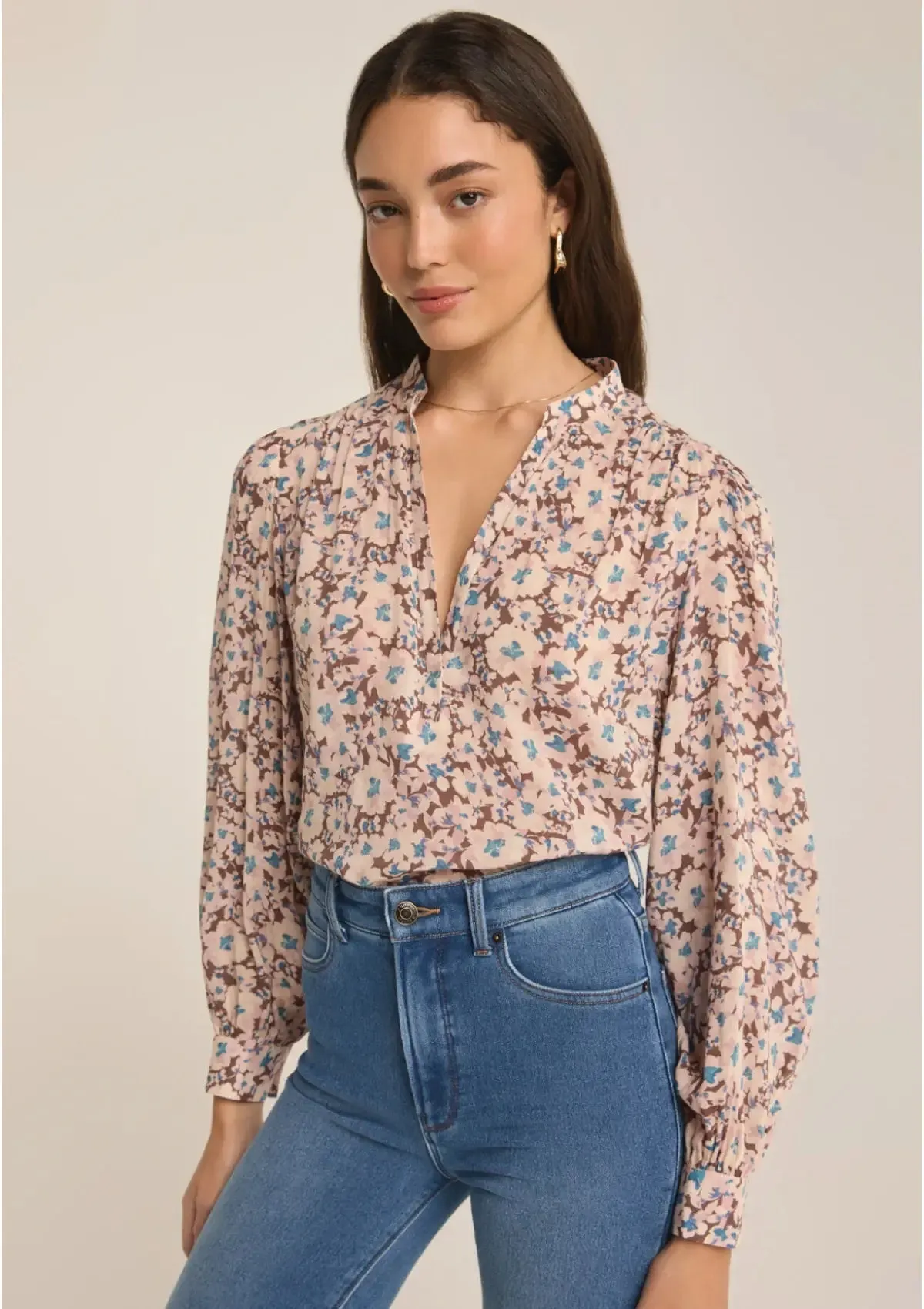 Esme La Paz Floral Blouse - Latte