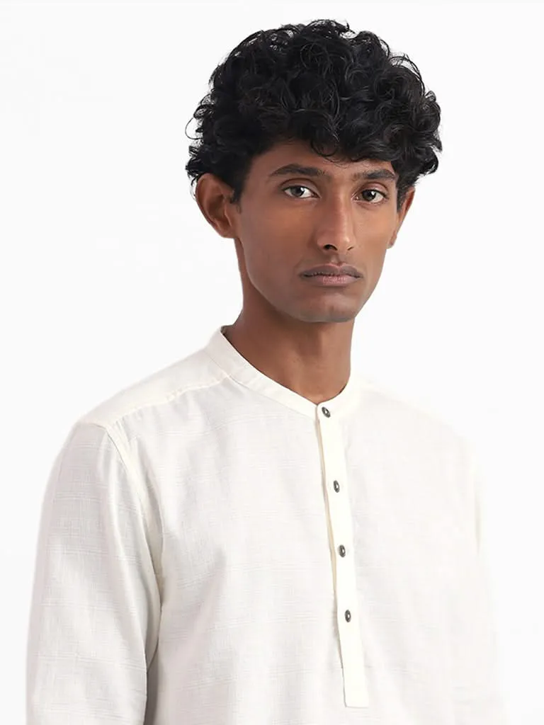 ETA White Solid Cotton Slim-Fit Shirt