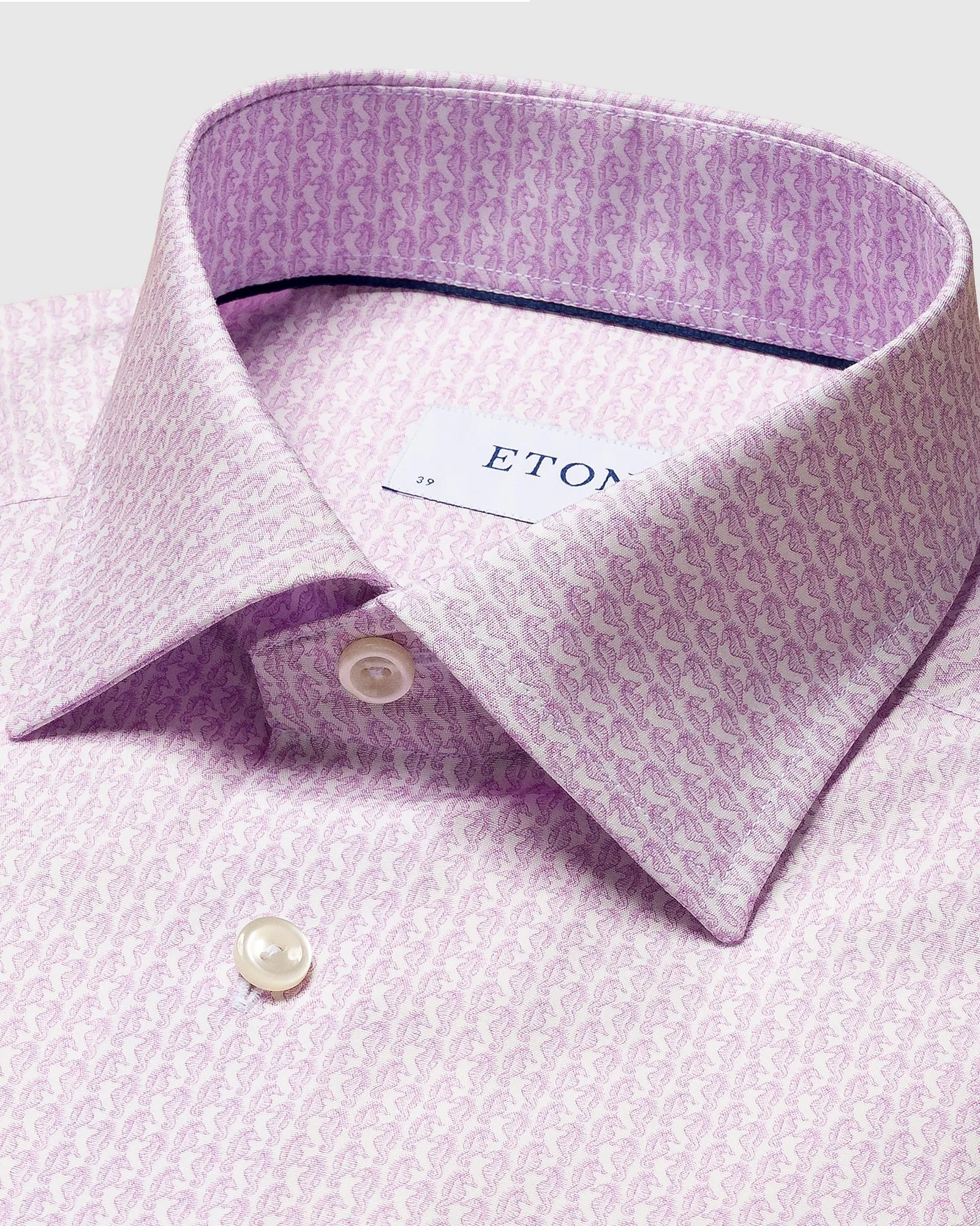 ETON 10000320173 PURPLE PRINT SLIM SC SHIRT