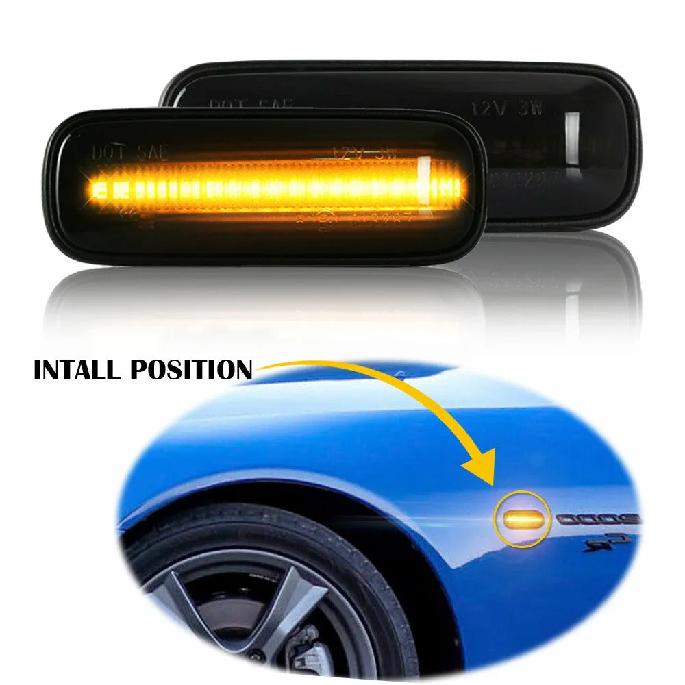 For 1996-2000 Honda Civic, 97-00 CR-V, 95-99 Ballade, 95-99 Civic Hatchback Sedan Dynamic LED Side Marker Lights Turn Signal Blinker Indicator Lamp