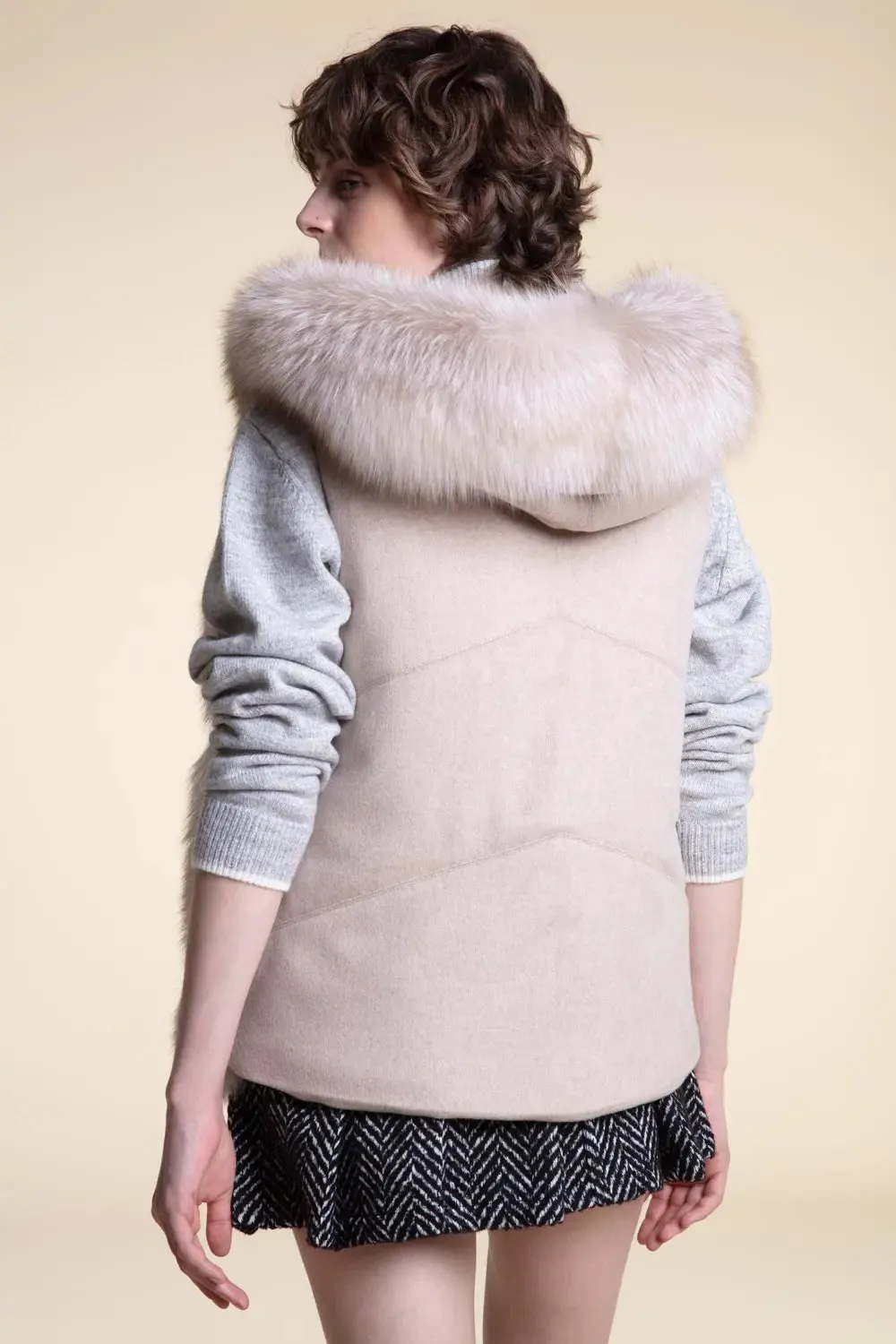 Fox fur vest with hood