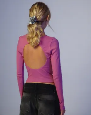 Gelbon Open Back Long Sleeve Top in Cashmere Pink