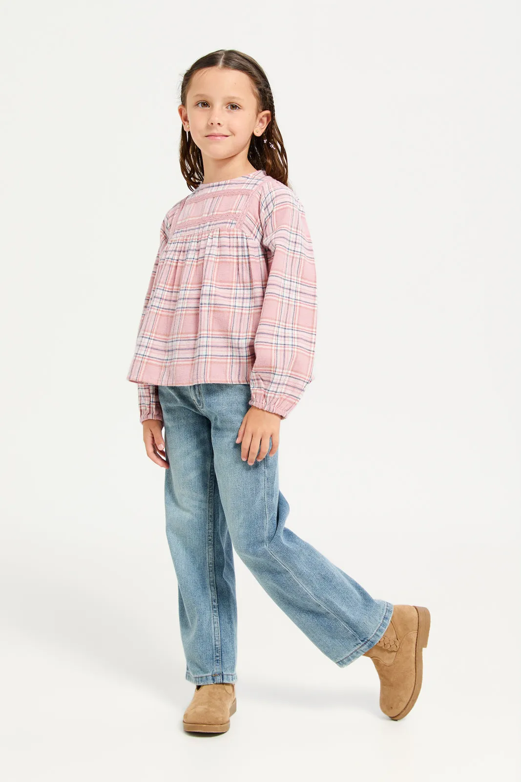 Girls Blue Straight Fit Denim Jeans