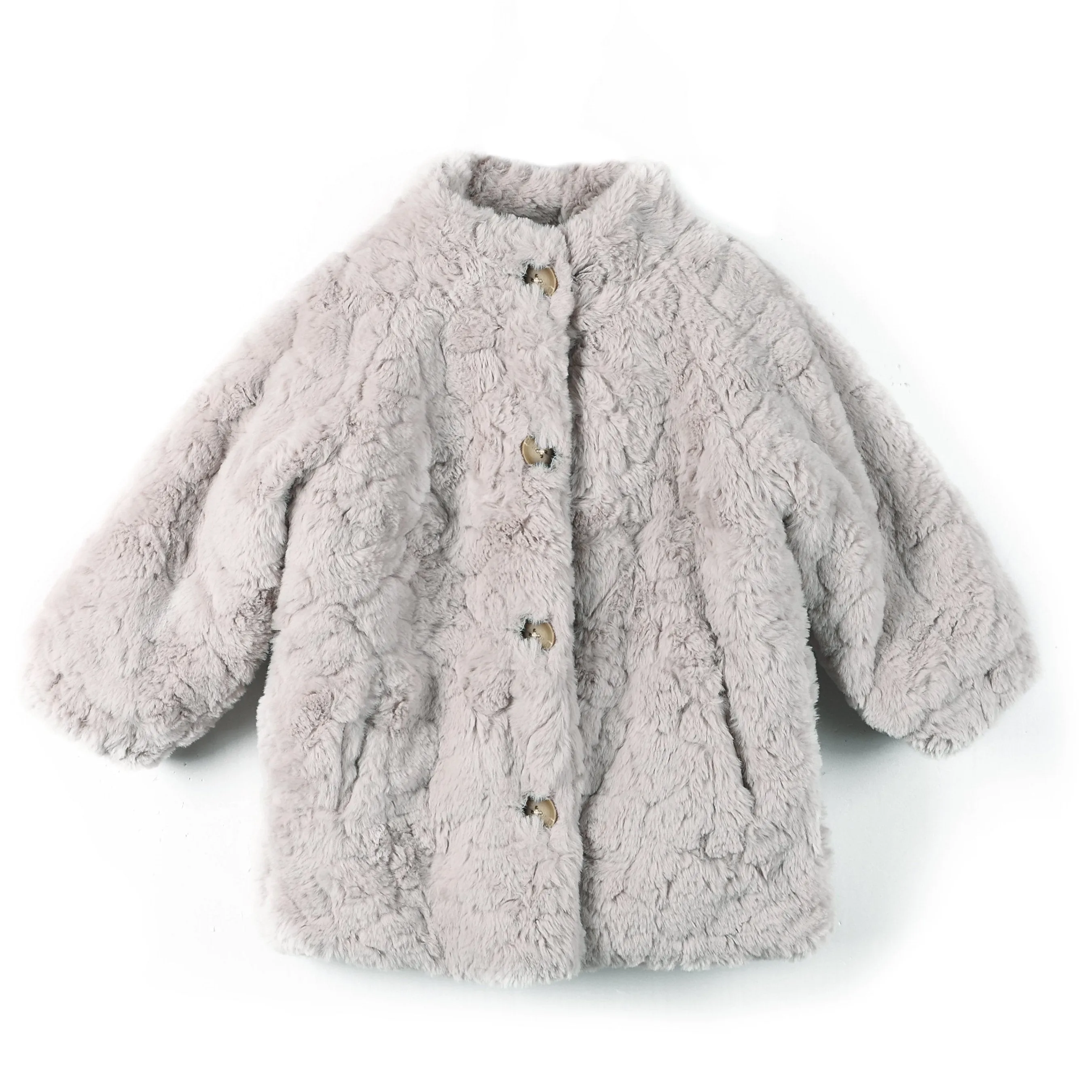 Girls Grey Faux Fur Mila Jacket