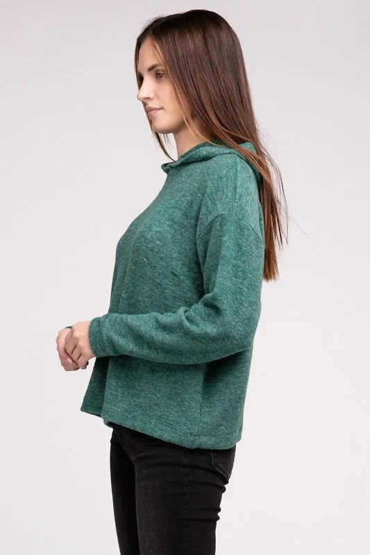 Hooded Brushed Melange Hacci Sweater