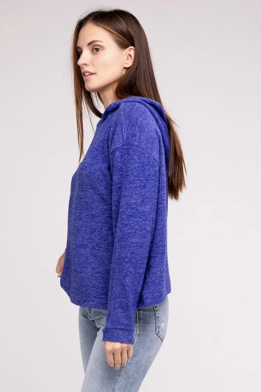 Hooded Brushed Melange Hacci Sweater