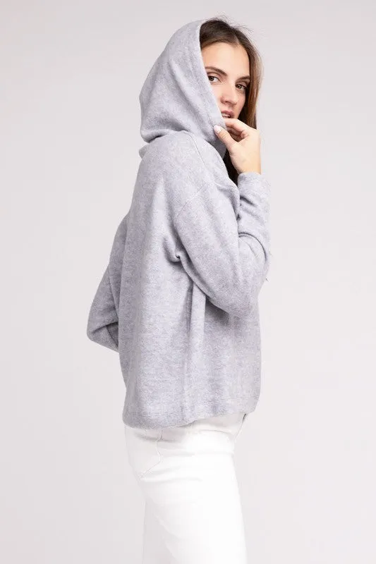 Hooded Brushed Melange Hacci Sweater