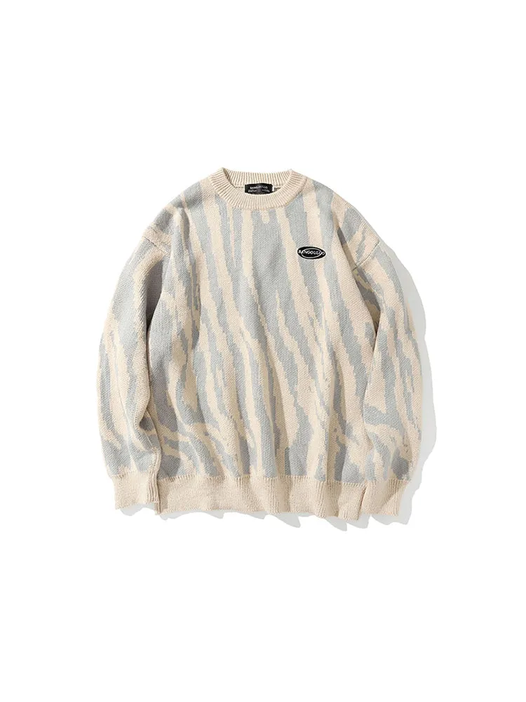 Irregular Printing Hip Hop Style Crewneck Sweater