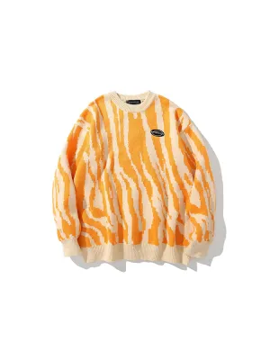 Irregular Printing Hip Hop Style Crewneck Sweater