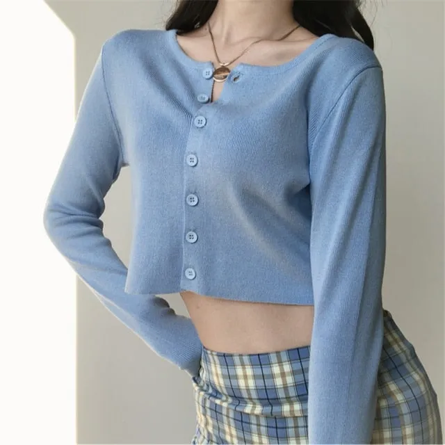 Korean Style O-neck Short Knitted Sweaters