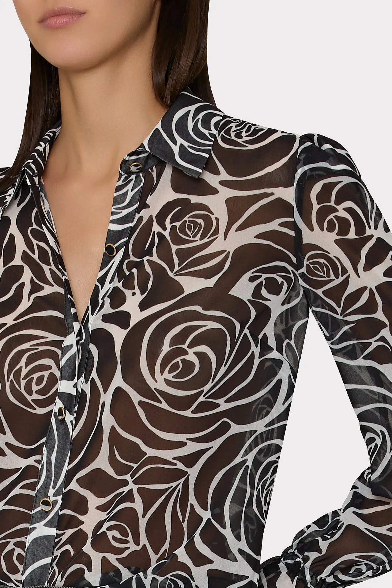 Lacey Black Rose Print Blouse