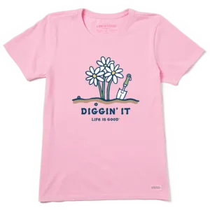 Life is Good Women's Diggin' It Crusher Tee (Happy Pink)