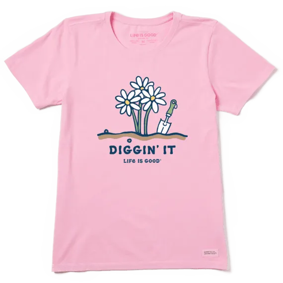 Life is Good Women's Diggin' It Crusher Tee (Happy Pink)