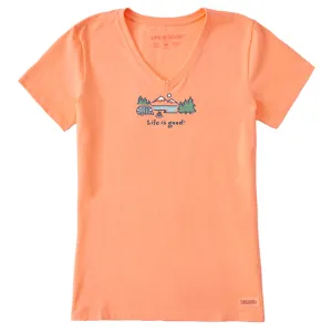 Life is Good Women's Lakeside Campsite Crusher Vee (Canyon Orange)