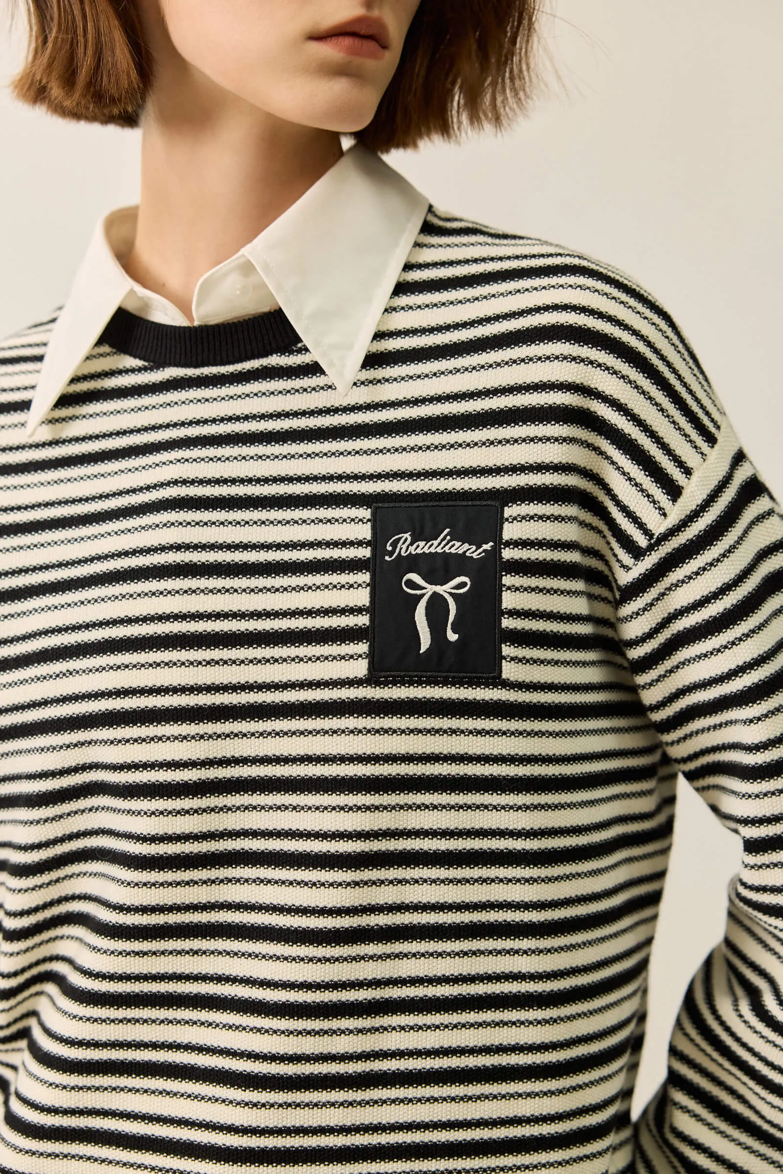 LILY Color-Block Fine Stripe Sweater