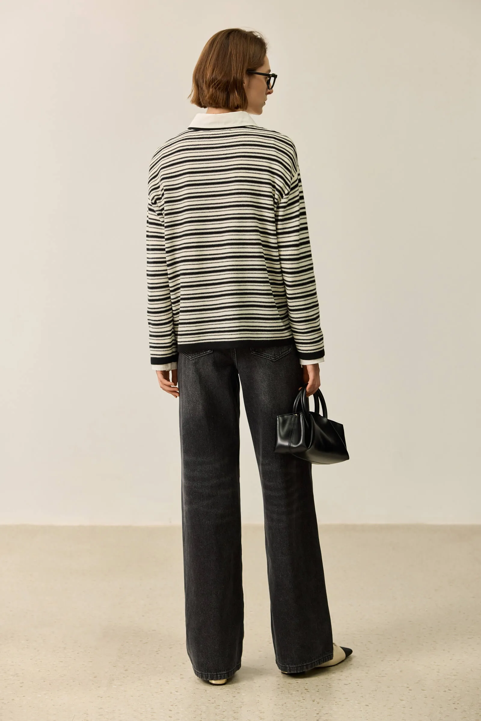 LILY Color-Block Fine Stripe Sweater