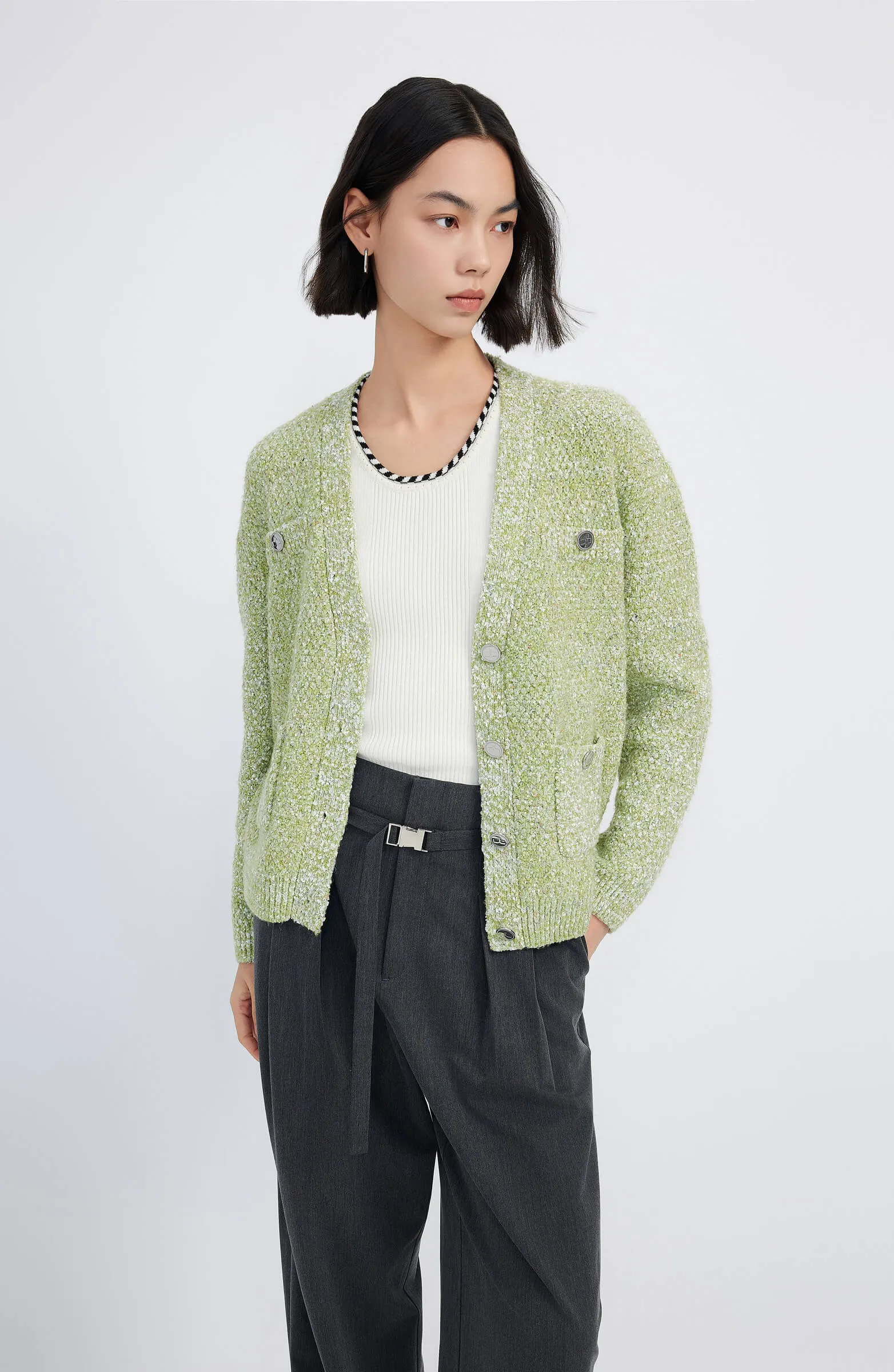 LILY Elegant V-Neck Knit Cardigan